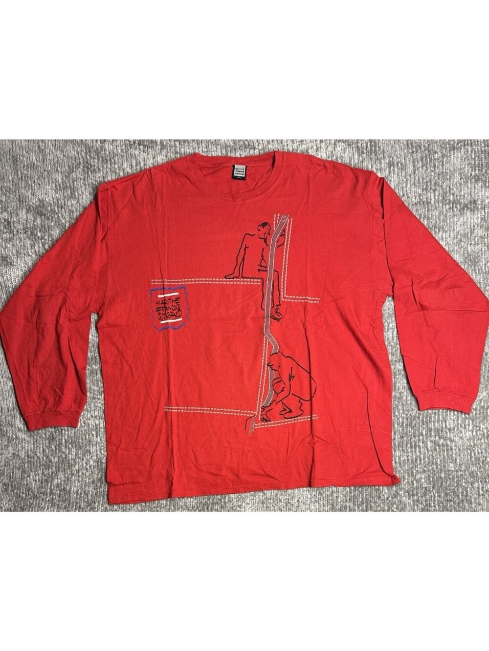 Marithe Francois Girbaud Shirt Mens 2XL Red Long Sleeve Graphic Rare